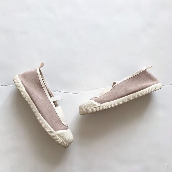 Zara neutral canvas ballet flats  EUC  size 27(10 - toddler) - Picture 1 of 6